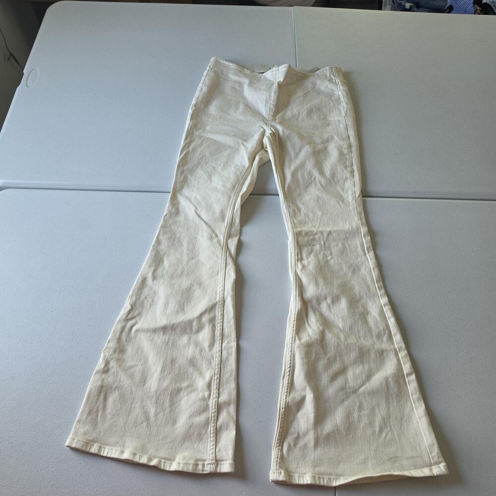 We The Free Jeans Womens 30 White Light Wash Mid Rise Slim Flare Stretch Denim